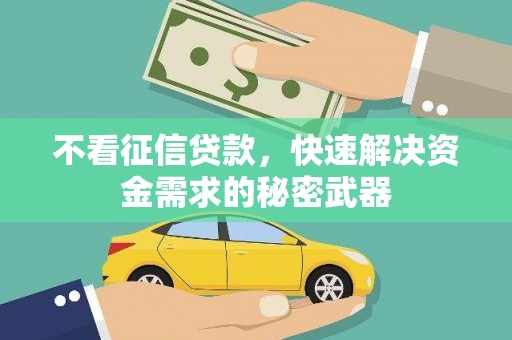 明山不看征信贷款，快速解决资金需求的秘密武器